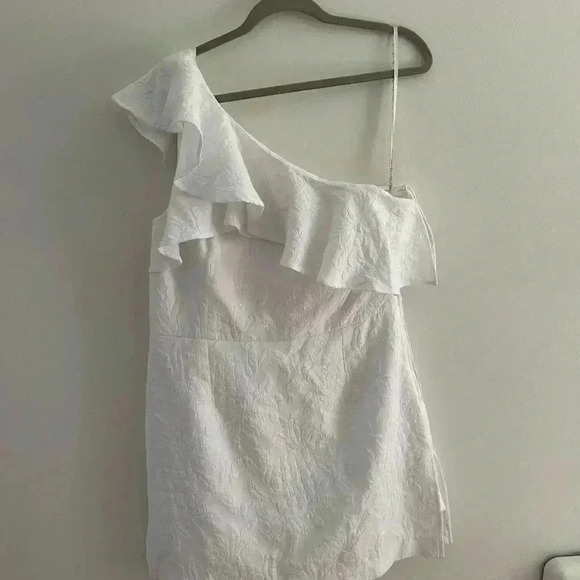 NWT Lilly Pulitzer White Kipton Romper Pineapple Embossed Ruffled Sz 14 sundress - Picture 5 of 12